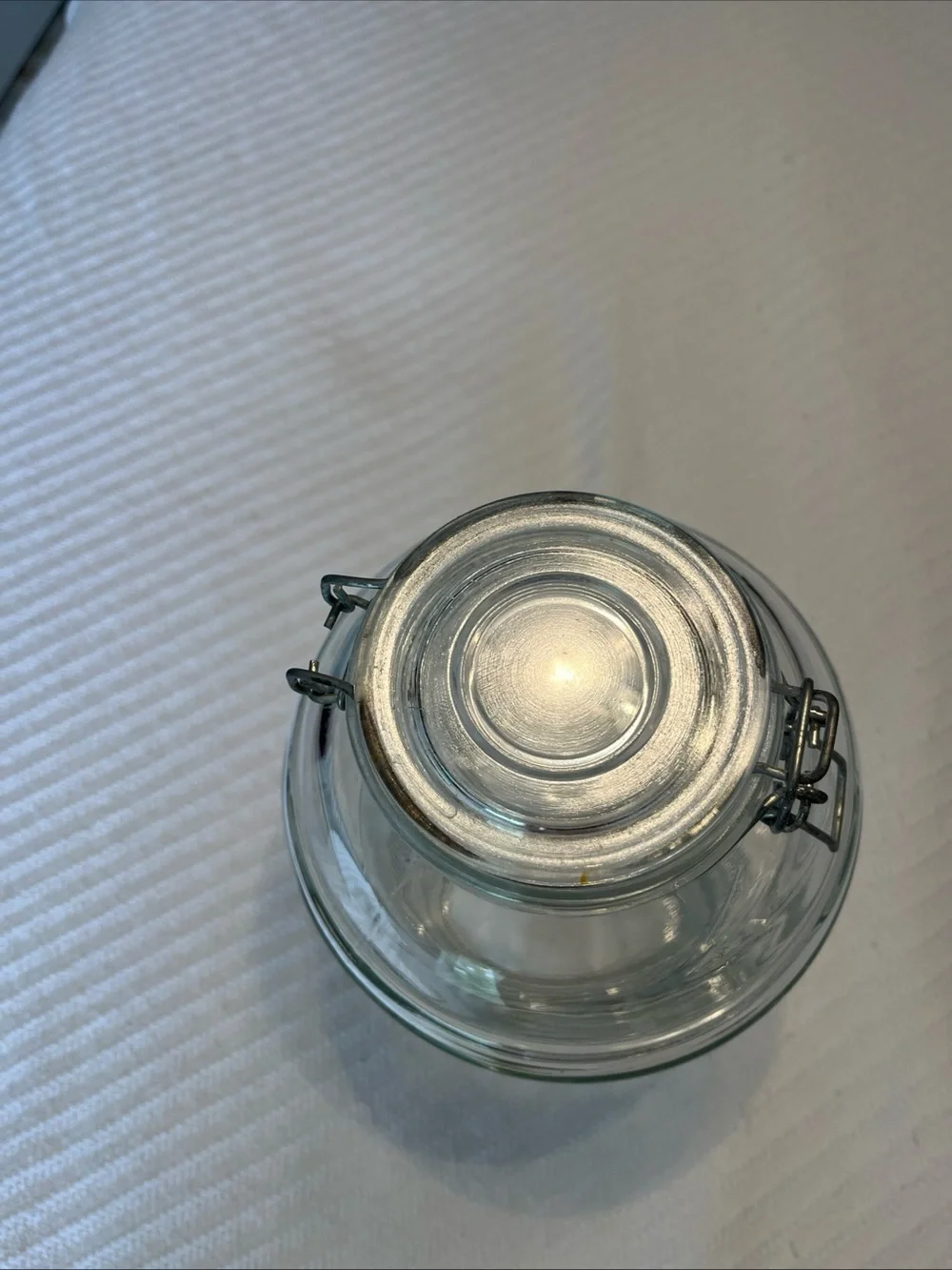 Cracker Barrel Clear Glass Jar with Metal Clamp Lid